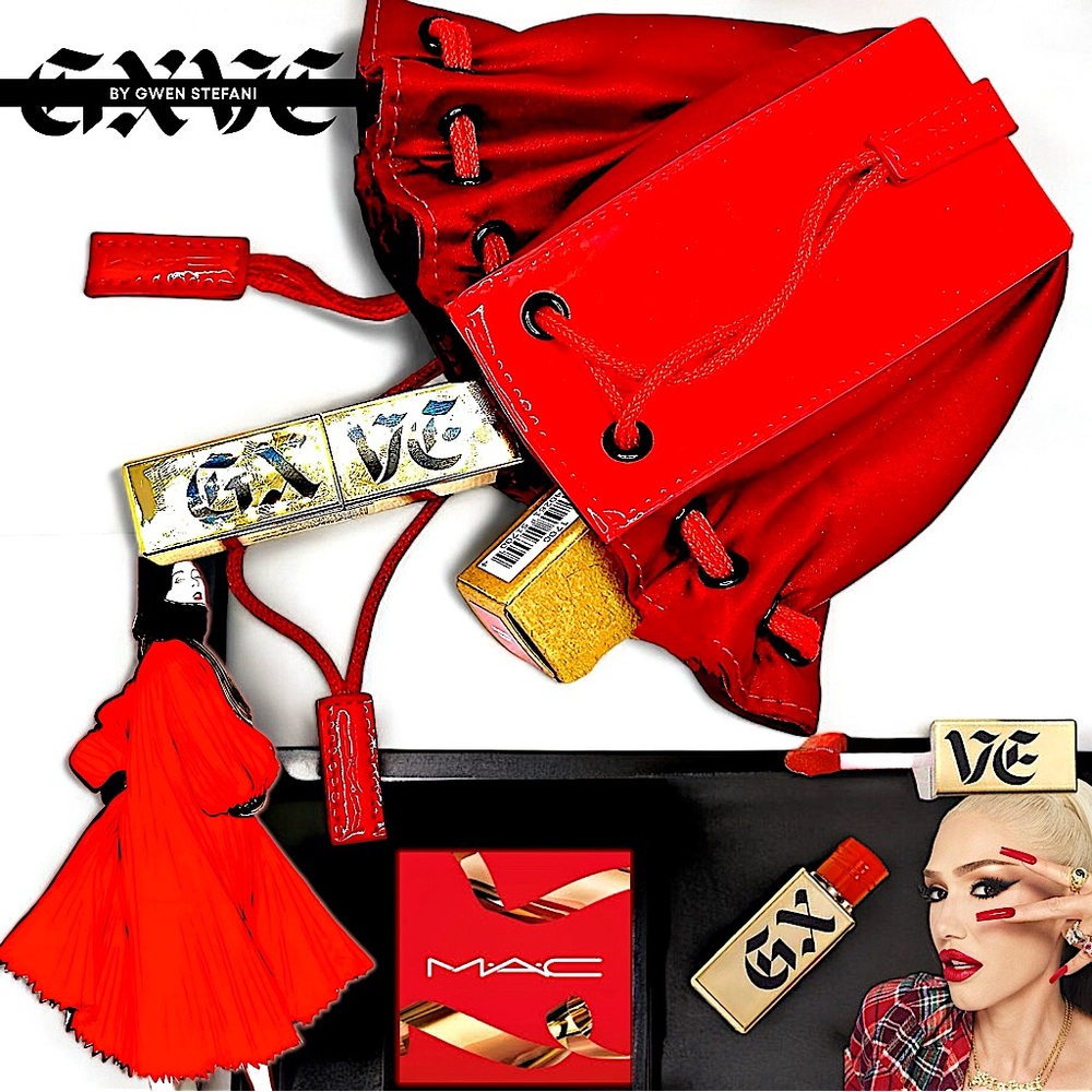 GXVE Original Sauce Liquid Lipstick + MAC Patent Drawstring Bag